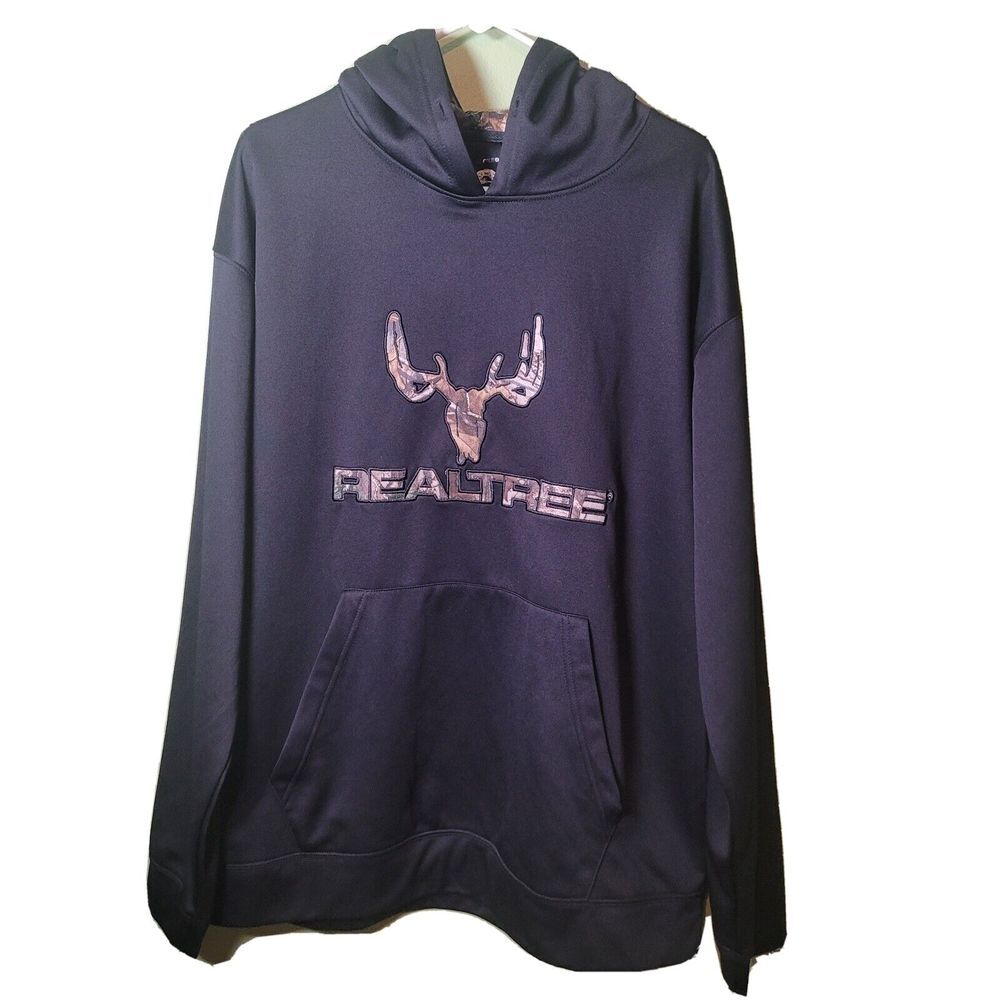 RealTree Black Hoodie Pullover Size Large ‎ Front Pocket